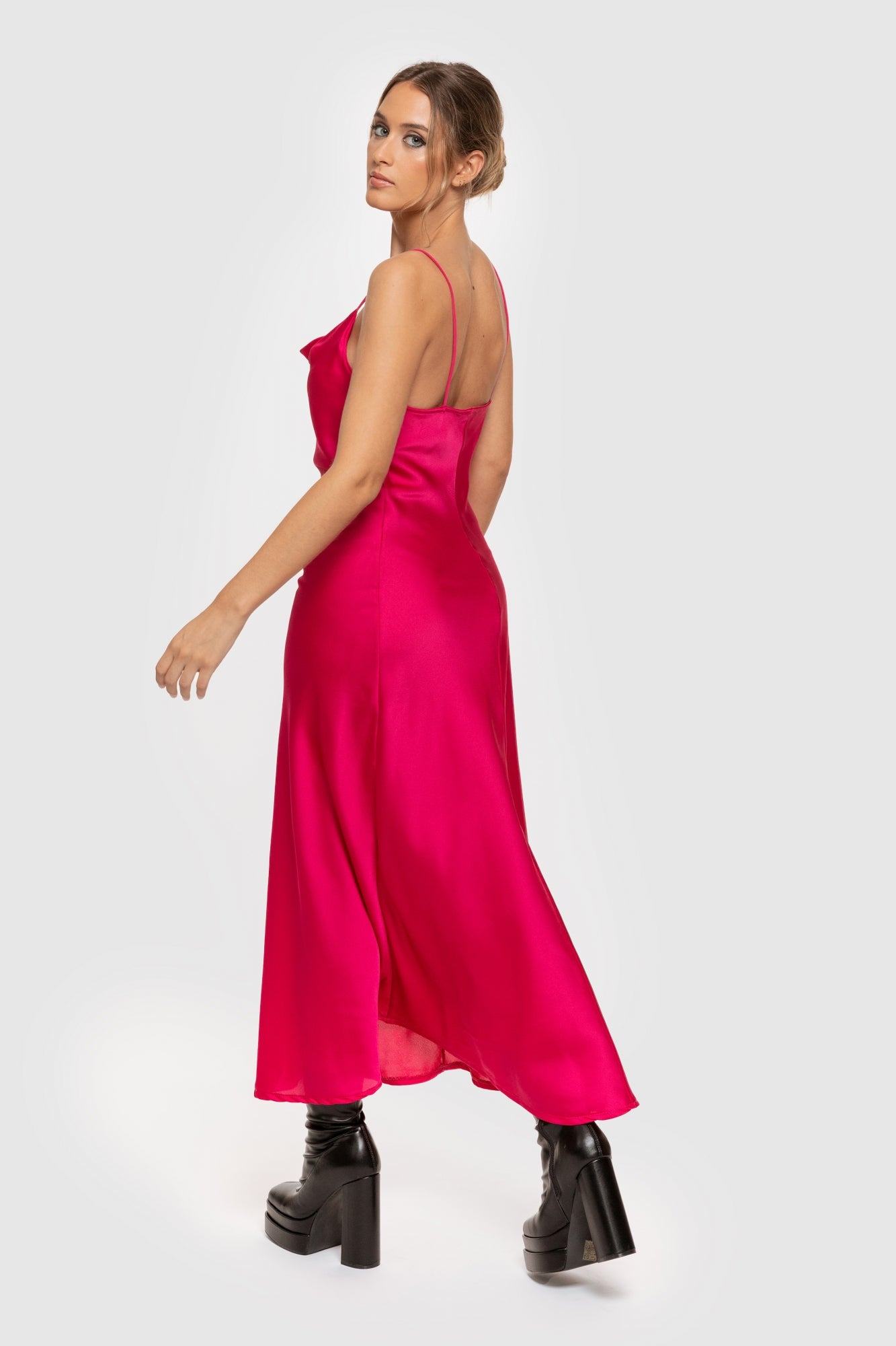 Vestido Cerimónia Acetinado Rosa